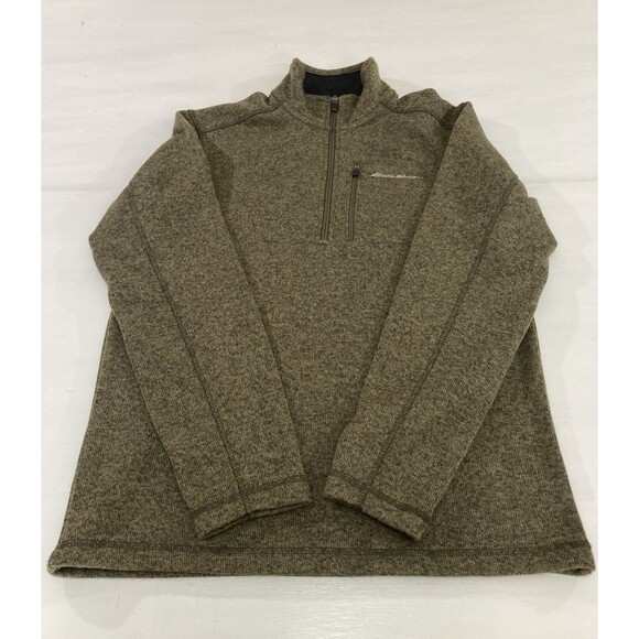 Eddie Bauer Men’s S Green Fleece Quarter Zip Sweater Outdoor Hiking Camping - Picture 4 of 8